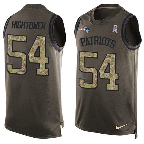 Nike Patriots #54 Dont'a Hightower Green Men's Stitched NFL Limited Salute To Service Tank Top Jersey - Click Image to Close